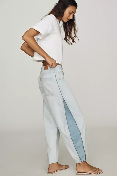 Seventy + Mochi Bo Zipper High-rise Barrel-leg Jeans In Blue
