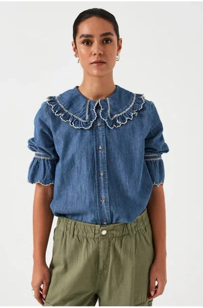 Seventy + Mochi Daisy Blouse In Indigo Denim In Blue