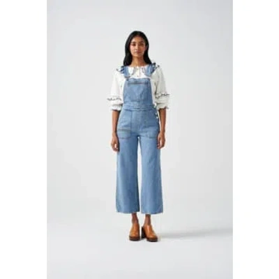 Seventy + Mochi Elodie Frill Dungaree In Rodeo Vintage In Blue