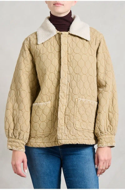 Seventy + Mochi Frida Jacket In Soft Sand With Cream Collar In Yellow