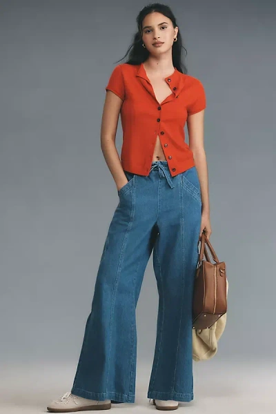 Seventy + Mochi Juno High-rise Wide-leg Tie-waist Jeans In Blue