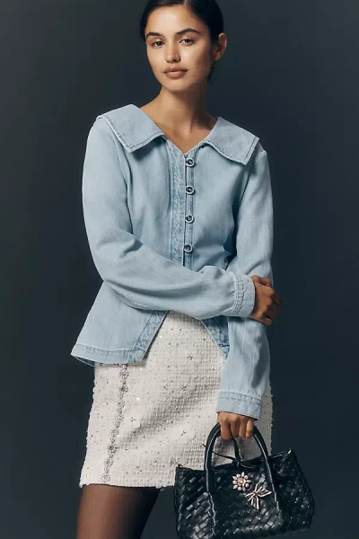 Seventy + Mochi Long-sleeve Bette Buttondown Shirt In Blue
