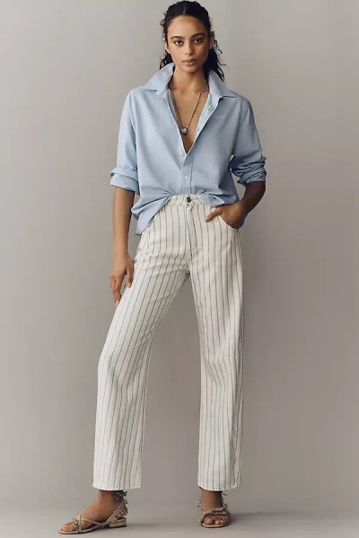 Seventy + Mochi Nina Striped Mid-rise Straight-leg Jeans In White