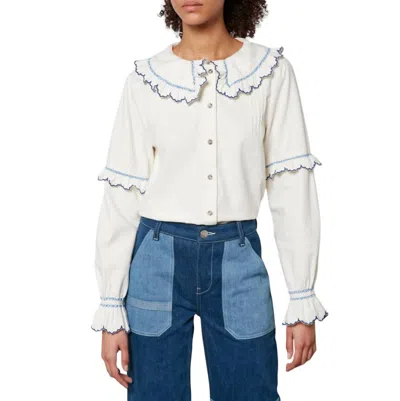Seventy + Mochi Phoebe Blouse In Cream Denim In Multi