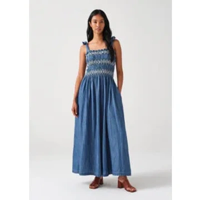 Seventy + Mochi Sally Tie Bandeau Dress In Blue