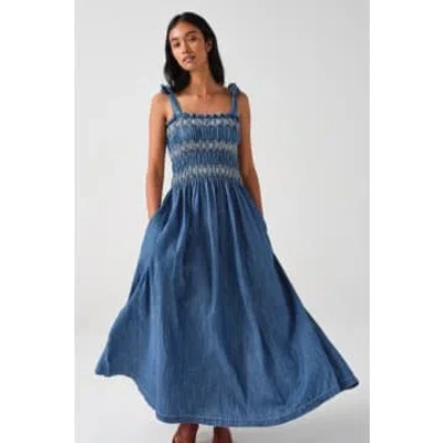 Seventy + Mochi Sally Tie Beadeau Dress In Blue
