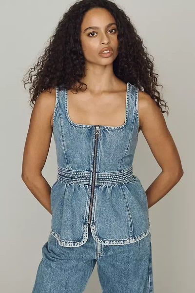 Seventy + Mochi Sasha Peplum Top In Blue