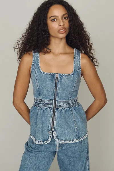 Seventy + Mochi Sasha Peplum Top In Blue