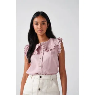 Seventy + Mochi Short Sleeve Phoebe Blouse In Washed Dusty Rose In Pink