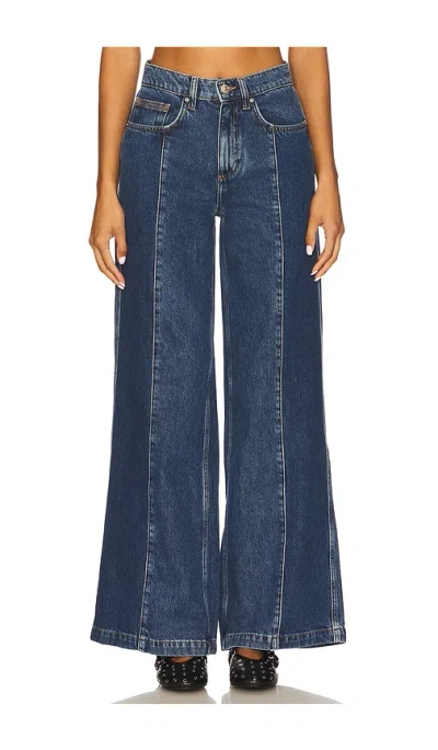 Seventy + Mochi Two Tone Bay Wide Leg Jeans In Blue