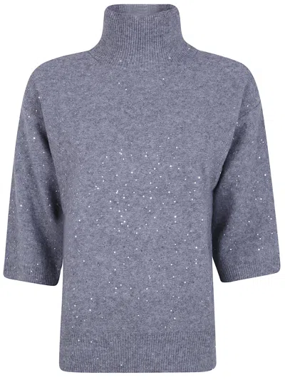 Seventy Mock Neck Sweater With Pailletes In Grey