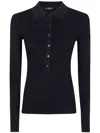 Seventy Ribbed Knit Polo Shirt In Black