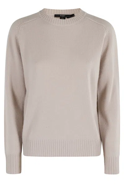 SEVENTY MUD CASHMERE SWEATER WITH CIRCLE NECK AND LONG SLEEVES