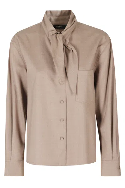 Seventy Mud Wool-blend Flannel Shirt In Beige