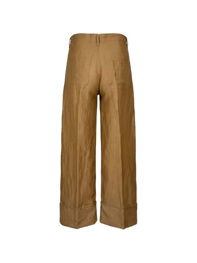 Seventy Mustard Yellow Slub Wide Trousers