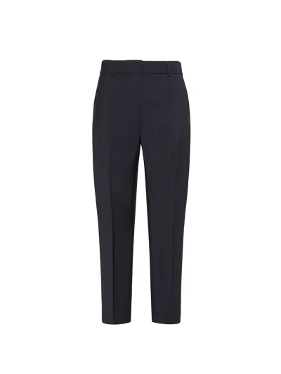 Seventy Navy Blue Trousers In Fresh Wool In Black