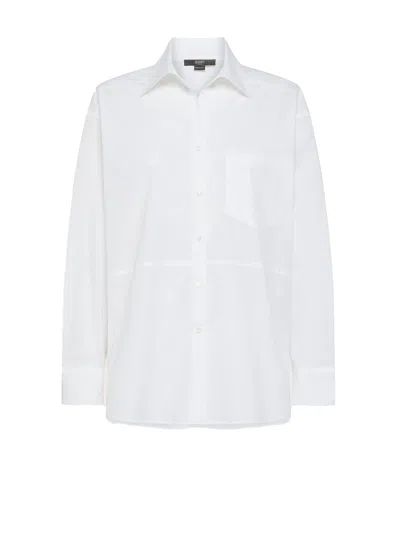 Seventy Oversized White Shirt With Pocket In Bianco