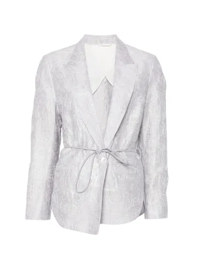 Seventy Paisley-embroidered Belted Jacket In Neutral