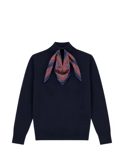 Seventy Paisley-scarf Mock-neck Sweater In Purple