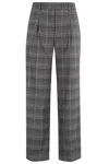 Seventy High-waisted Straight Leg Pants With Prince Of Wales Pattern In Gray