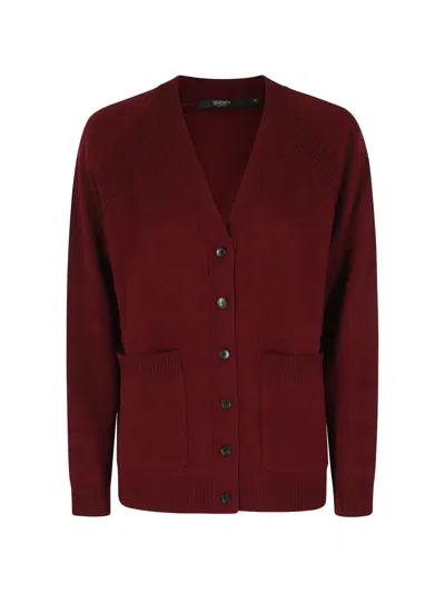 Seventy Patch-pocket V-neck Cardigan In Burgundy