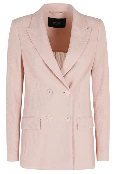 Seventy Pink Technical Mesh Double-breasted Polyamide Blazer In Multi