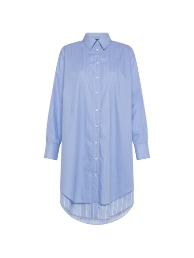 Seventy Pinstripe Layered Dress In Blue