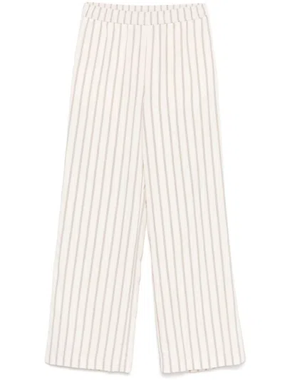 Seventy Pinstriped Trousers Featuring Elasticated Waistband In Beige