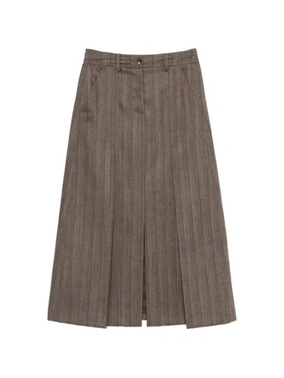 Seventy Pinstripe-pattern Pleated Maxi Skirt In Brown