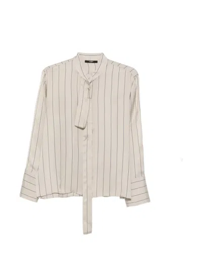 Seventy Pinstripe-pattern Pussy-bow Blouse In Neutral