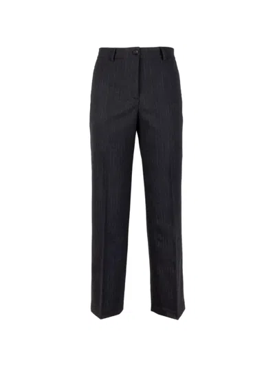 Seventy Pinstripe-pattern Tailored Trousers In Black