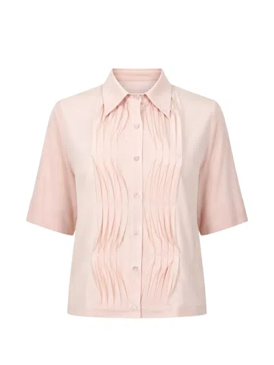 Seventy Pintuck-pleated Short-sleeved Shirt In Pink