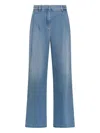 Seventy Long Double Pleated Trousers In Light Denim In Blue