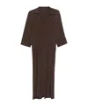 Seventy Chocolate Brown Popelin Dress With Pleat Detailing And Side Slits In Black