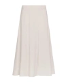 Seventy Pleated Midi Skirt In Fluid Viscose Diagonal In White