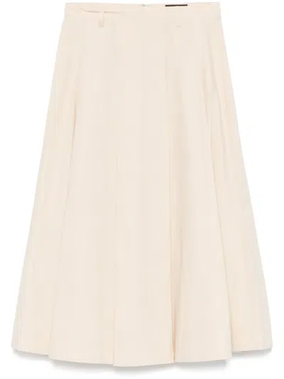 Seventy Pleated Poplin Midi Skirt In Neutrals