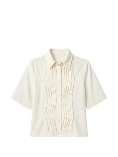 Seventy Pleated Short-sleeve Blouse In Neutral