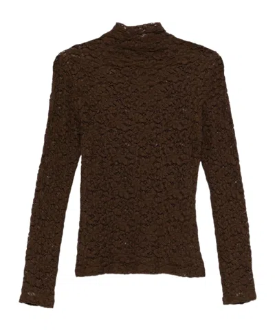 SEVENTY LACE HIGH-NECK SWEATER