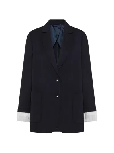 Seventy Pocket Cuffed Blazer In Blue