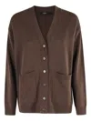 Seventy V-neck Cardigan With Button Closure And Side Pockets In Brown
