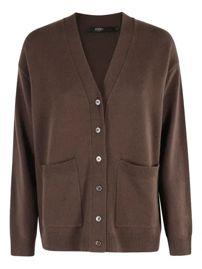 Seventy Pocket V-neck Cardigan In Brown