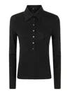 Seventy Ribbed Knit Polo Shirt In Negro