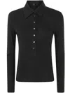 Seventy Ribbed Knit Polo Shirt In Black