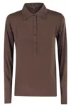 Seventy Long-sleeve Polo Top In Brown