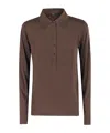 Seventy Long-sleeve Polo Top In Brown
