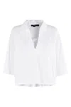 Seventy Cotton Jersey And Poplin Drawstring Polo Shirt In Bianco