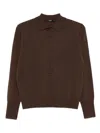 Seventy Button-placket Long-sleeves Polo Top In Brown