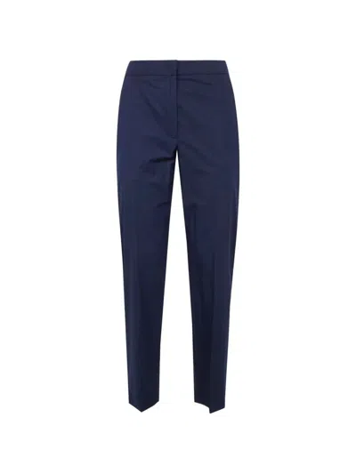 Seventy Popeline Fine Cotton Stretch Trousers In Blue