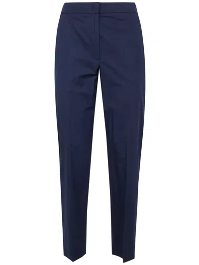Seventy Popeline Fine Cotton Stretch Trousers In Blue