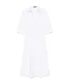 Seventy Pleated White Dress With Buttoned Cuffs And Side Slits